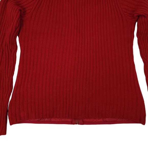 Creazioni Effeci Zip Quilted Sweater Jacket Womens M Red Faux Fur Collar NEW - Picture 15 of 16